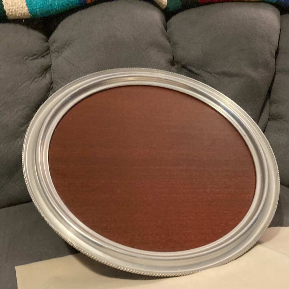 VTG 1960's Large Serving/Bar Tray-MCM Formica w/Beaded Aluminum Edge-14" D-VGUC